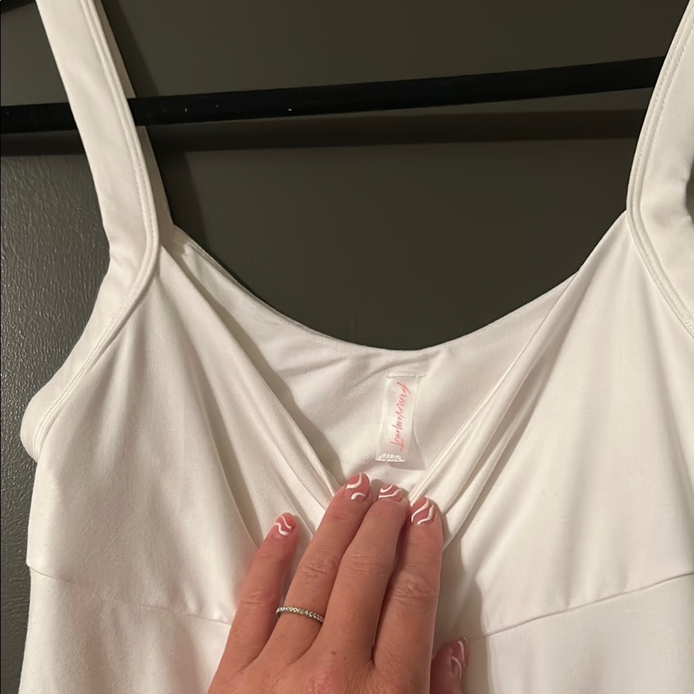 White Women's Tank Dress Swimcover - 2-in-1 Swim Dress - Picture 5 of 6